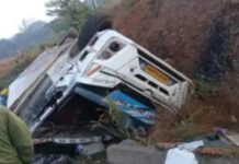 परशुराम घाटात मासेवाहू ट्रक उलटला