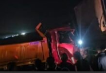 कोंडमळा येथे २ डंपरचा भीषण अपघात; चालकाचा जागीच मृत्यू