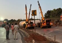 हातखंब्याजवळ गॅस टँकर उलटून अपघात; मोठी दुर्घटना टळली