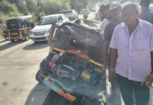 डंपरची रिक्षाला जोरदार धडक; एका प्रवाशाचा मृत्यू तर रिक्षाचालक गंभीर