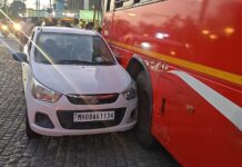 मारुती मंदिर येथे एसटी- कारचा अपघात