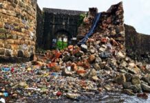 हर्णैच्या गोवा किल्ल्याची तटबंदी कोसळली