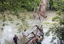 गुहागर- कुटगिरी येथे लोखंडी साकव कोसळला