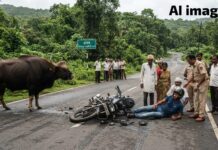 गव्याच्या धडकेत दुचाकीस्वार गंभीर जखमी