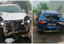 भरधाव वॅगनआरची चारचाकीला धडक; तिघे जखमी